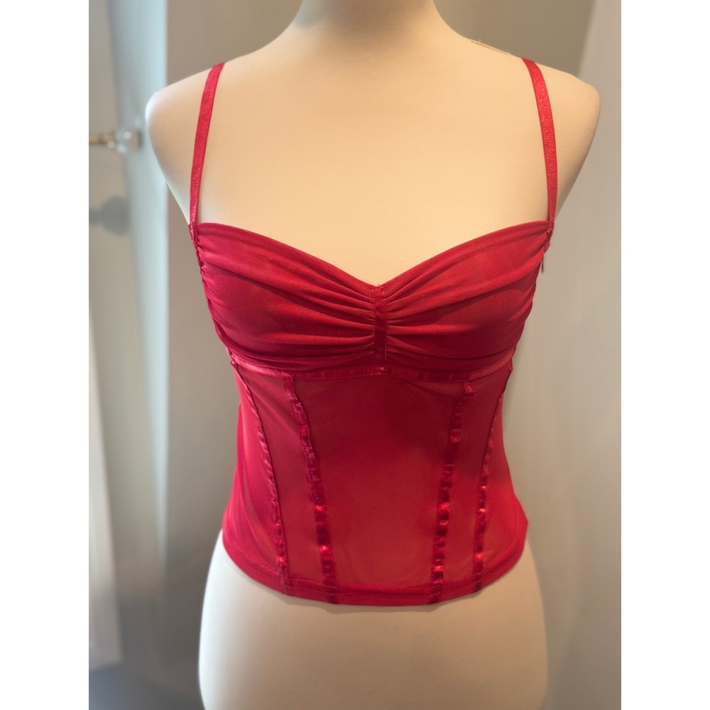 Lioness Red Mesh Corset Top 4th of July Going Out Top | Size Small